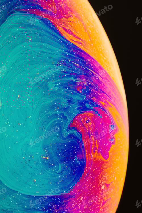 Preview: Fluid art made of colorful soap bubble film. Trendy Inkscape blurred background.