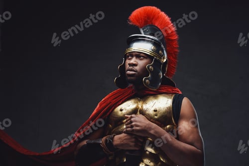 Preview: Furious african warrior with sword going to battle