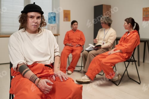 Preview: Portrait of Young Woman Reflecting during Prison Therapy Group
