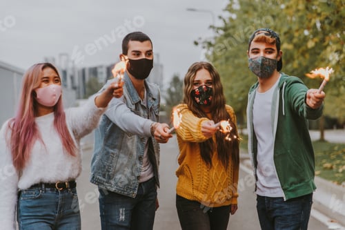 Preview: Group of young students bonding outdoors