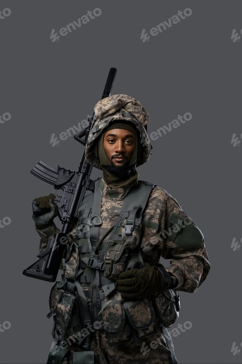 Preview: Dark skinned soldier in NATO uniform
