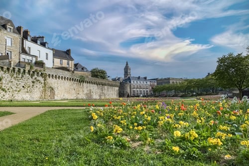 Preview: Vannes, beautiful city in Brittany, old half-timbered houses in the ramparts garden