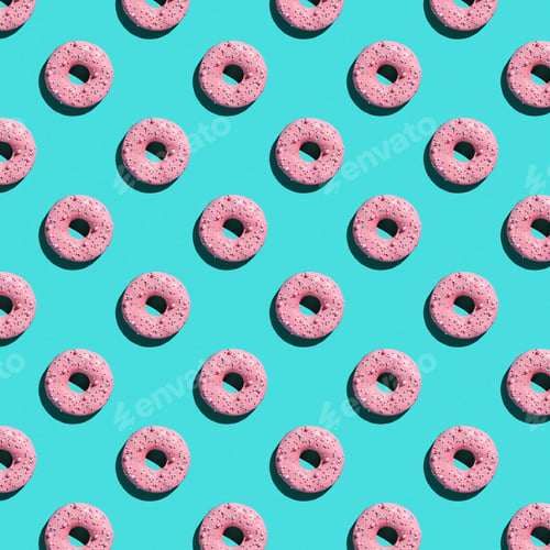Preview: Sweet donuts pattern on a blue background.