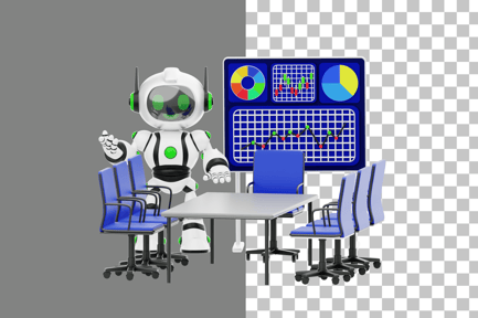 Preview: Robot Giving Boardroom Presentation 3D Illustration
