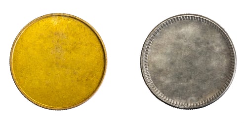Preview: old empty silver, gold coin on white isolated background