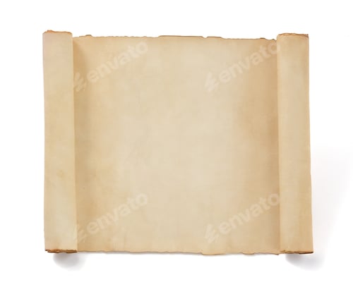 Preview: parchment scroll paper isolated at white