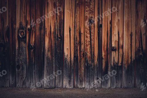 Preview: Closeup shot of a wood fence with charred base