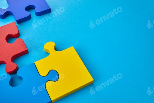 Preview: Color puzzle symbol of public awareness for autism spectrum disorder. World Autism Awareness Day.