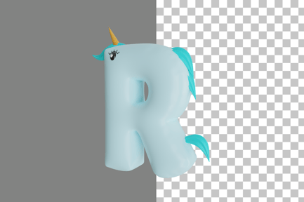 Preview: Letter R Unicorn 3D Icon