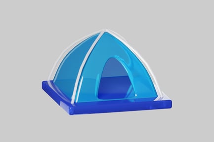 Preview: Blue camping tent with white frame