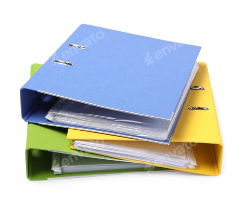 Preview: Many bright office folders isolated on white