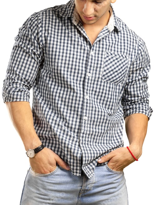 Preview: Young Man in Plaid Shirt and Jeans