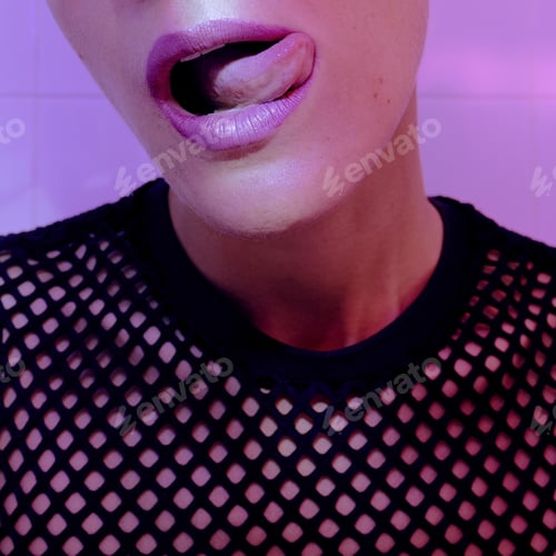 Preview: Tomboy Sexy Girl Mouth and tongue. Fashion Party Style Clubbing