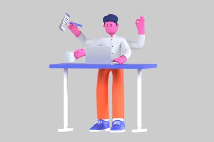 Preview: Character with extra arms at work