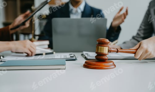 Preview: Teamwork of business lawyer meeting working hard about legal legislation in courtroom