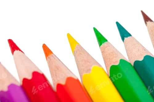 Preview: Education or back to school Concept. Close up macro shot of color pencil