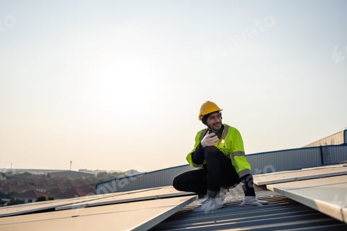 Preview: Professional engineer work to maintenance of photovoltaic panel system.