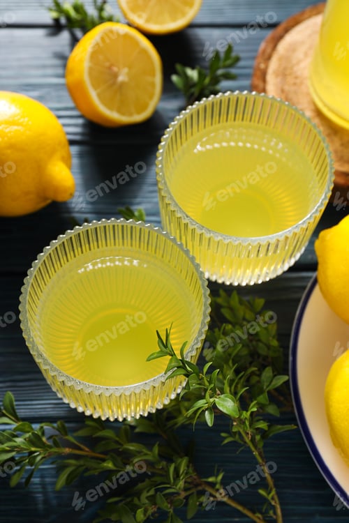 Preview: Concept of fresh summer drink - Limoncello cocktail