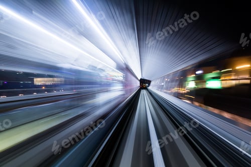 Preview: Light trail accelerating through a tunnel