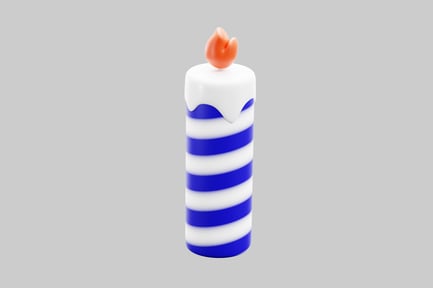 Preview: Festive blue striped candle
