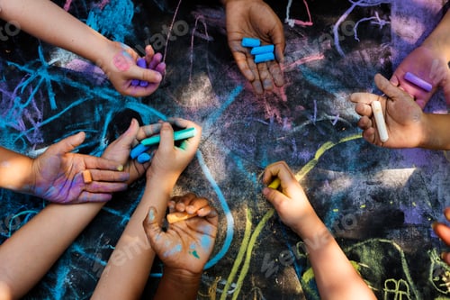 Preview: Children art drawing together