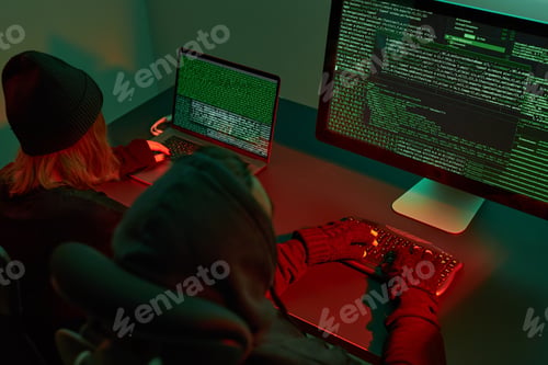 Preview: Cyber war. Hackers breaking security. Anonymous people access sensitive data. Cyber attack. Coding