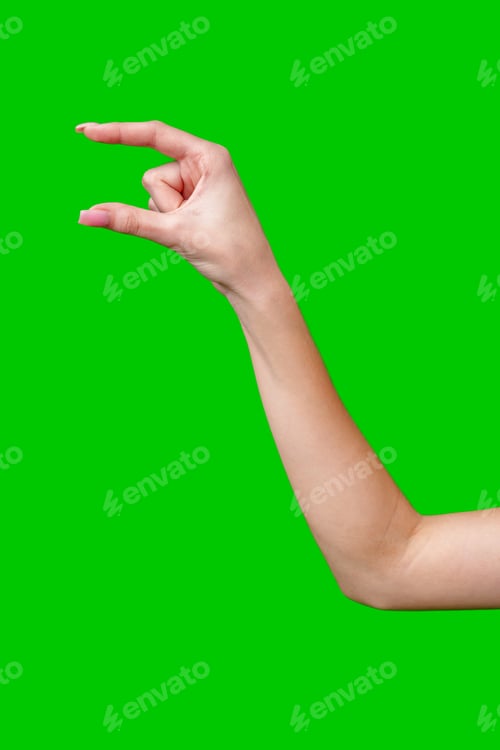 Preview: Female Hand Making Gesture Against Green Screen