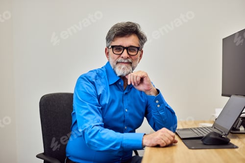 Preview: Confident Professional Man Working at Desk in Bright Office Environment