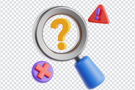 Preview: 3D Search Error Icon with Question Mark