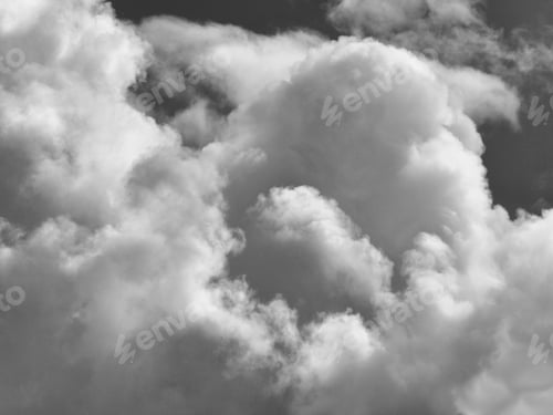 Preview: Afternoon Storm Clouds - Black And White Photograph Of Cumulus Clouds Building Into An Afternoon