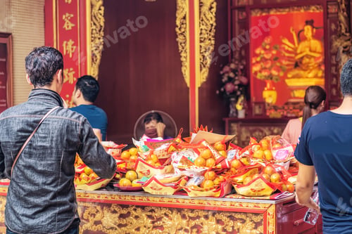 Preview: People during a traditional Buddhism festival