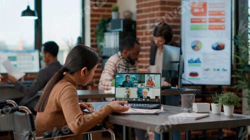 Preview: Multiethnic group of people meeting on remote teleconference