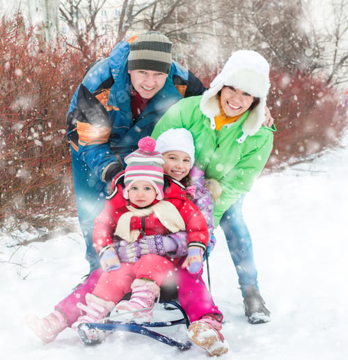 Preview: Winter portrait of happy young family