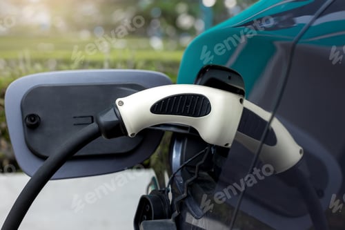 Preview: Electric car charging station. Hybrid car Electric charger station in the Car Park.