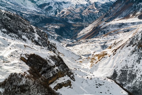 Preview: Snow capped mountains at winter season
