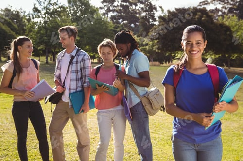 Preview: Happy Students Outside On Campus On A Sunny Day