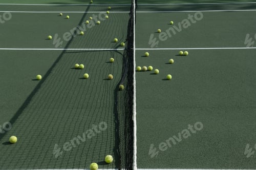 Preview: Tennis balls on tennis court