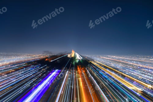 Preview: The night view of the brightly lit city in Kathmandu, Nepal,