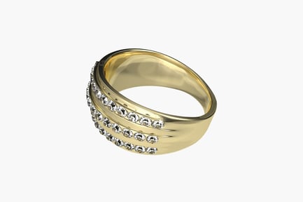 Vista previa: Anillo de banda fina con engaste de diamantes en zigzag