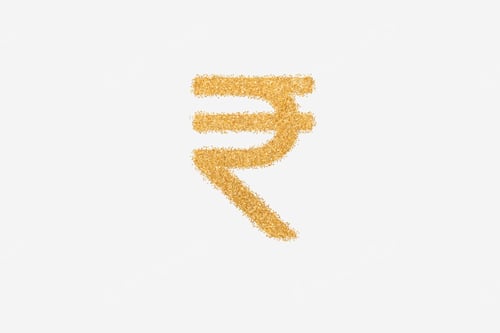 Preview: Indian Rupee sign made of golden glitter
