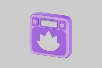 Preview: Digital illustration of a purple scale with a white lotus flower