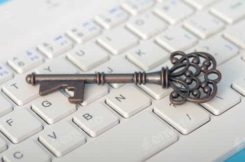 Preview: the key and the keyboard highlights the importance of cybersecurity and protecting sensitive data.