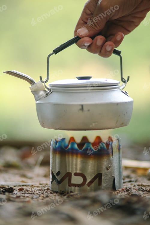 Preview: Kettle and alcohol stove burner