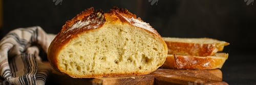 Preview: Bread, Fresh White Wheat Bun Pastries. Yeast Free. Food Background. Top View