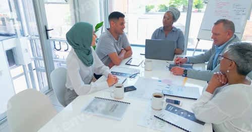 Preview: Teamwork, business meeting and office for planning, strategy or financial budget for marketing with