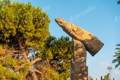 Preview: Sculpture at the entrance of the Roman Ruins of Merida, Extremadura. Spain