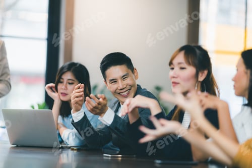 Preview: business partners meeting in modern office, coworking space