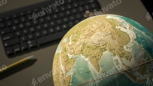 Preview: globe on a desktop shows India