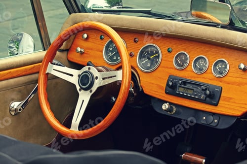 Preview: Vooden vintage car interior