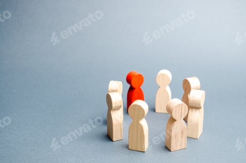 Preview: People stand in a circle on a gray background